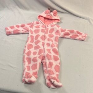 Snugabye -  Pink Plush GiraffePrint Kids One Piece Bunting Bag
